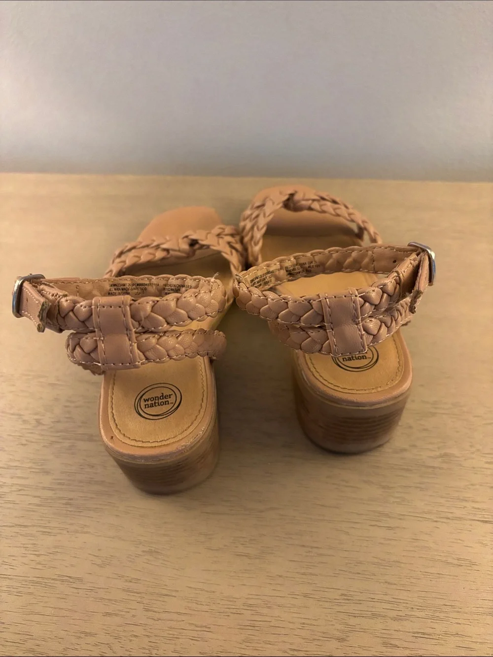 wonder nation Braided Ankle-Strap Sandals — Light Brown